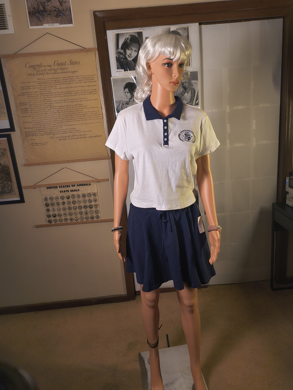 April Kiss Navy White 2 Piece Tennis Polo Skirt Set XL NWT Pickleball Preppy